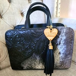 Cowhide Tooled Leather Crossbody Bag